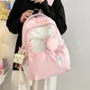 Mochila Estilo Coreano Ins para Estudiantes de Secundaria, Preparatoria, Universidad, para Mujer, Color Sólido, Gran Capacidad, Multibolsillos, Mochila Linda para Niña
