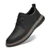 Sapatos Casuais Masculinos de Couro Genuíno Respiráveis Moda Versátil Retro Couro Sapatos Masculinos Comércio Exterior Tamanho Grande Solado Macio Sapatos de Pai 45