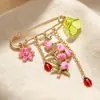 Broche de besouro flor de pêssego pintado fofo da moda INS, estilo doce e picante, pino de cintura multi-elemento, acessório de vestuário
