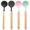 Espátula de silicona transfronteriza con mango de madera, cuchara sopera de silicona, espátula de silicona antiadherente, utensilios de cocina de silicona de grado alimenticio para el hogar