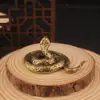 Pet de Chá Cobra de Bronze Antigo Vintage Python Rei Dominante Latão Maciço Cabo Esculpido Ornamento de Mesa