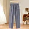 Pantalones de Verano Finos Cortos para Mamá, Mujeres de Mediana Edad y Mayores, Holgados, Pantalones Rectos de Cintura Alta Elástica de Abuela
