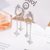 Brincos de Franja com Pérola e Borboleta de Zircônia Estilo Coreano, Brincos Únicos de Luxo Leve, Brincos de Tarraxa e Pingentes Femininos, Novo Modelo 2025