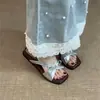 Elegantes Sandalias Abiertas de Estilo Francés para Mujer, Nuevo Modelo Verano 2026, Zapatillas de Suela Gruesa Estilo Hada con Lazos y Punta Cuadrada