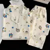 Pijama Longo Manga Longa Calça Longa Algodão Nuvem Direto da Fábrica Meninas Fofo Doce Desenho Animado Pijama Conjunto para Casa