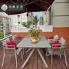 Mesa e Cadeiras para Varanda de Vila ao Ar Livre Mesa de Ardósia para Jardim e Pátio Cadeiras de Rattan Combinação Mesa e Cadeiras para Café ao Ar Livre