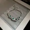Um Toque de Verde Oliva~ Pulseira Flor Folha de Zircônia Oval, Pulseira Doce Estilo Floresta, Joias com Sensação de Luxo Leve e de Alta Qualidade