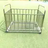 Carrito de Bolas de Acero Inoxidable Cesta Gruesa de Almacenamiento para Guardería Aro de Baloncesto Infantil Carrito Móvil Plegable para Adultos Estante de Bolas