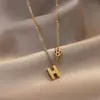 Collar Letra H Acero de Titanio para Mujer Estilo Coreano Diseño de Moda Cadena para Clavícula Popular en Internet Gargantilla Cadena de Collar Corta Estilo Frío