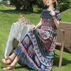 Elegante y moderno vestido de noche de algodón y seda de verano nuevo para madres de mediana edad y mayores, elegante vestido casual holgado para el hogar para mujer