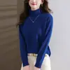 26 Novidades Outono/Inverno Blusa Interna Grossa Solta para Mulheres, Suéter de Tricô Quente Estiloso de Gola Alta Cor de Casamento