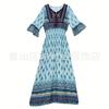 Vestido Estilo Étnico Verão Novo Viscose Bordado Cintura Emagrecedor Yunnan Xinjiang Vestido de Viagem Atacado