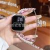 Adecuado para Apple Watch Pulsera de Perlas de Fragancia Pequeña Estilo Cuero Apple Watch567/Se Correa de Reloj de Metal