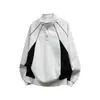Camiseta Pulôver Casual Tendência Estilo Americano, Mangas Longas, Gola Alta, Color Block, Nova Cor Primavera 2026, Modelagem Solta