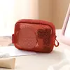 Bolsa de armazenamento em rede transfronteiriça, porta-moedas portátil, nécessaire, bolsa de armazenamento com zíper para cabo de dados, fone de ouvido, batom