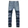 Jeans Rectos Ajustados Rasgados para Hombre Europeos y Americanos 2017 Mismo Estilo que Beckham Pantalones con Botón Talla Grande Pantalones de Moda