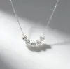 Collar Colgante de Cuentas Círculo Wufu Linmen de Temperamento Diseño Simple de Nicho Cadena para Clavícula de Cobre Blanco con Cuentas de Transferencia Audi