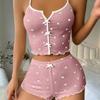 Pijama TEMU de Amazon, nuevo modelo 2025, con estampado de corazón y contraste en el hogar, con abertura frontal