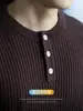 Suéter de punto acanalado con cuello Henley de manga larga estilo americano para hombre, minimalista, suave, elástico, agradable para la piel, prenda básica de punto para ir al trabajo