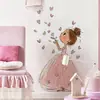Brup Vestido Rosa de Princesa Niña Pequeña Pegatina de Pared Habitación de Niña Corazón Pétalos Pegatina Decorativa Soñadora Br4900E