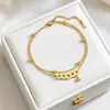 Centenas de Pulseiras Meichen Europeias e Americanas Ouro 18K Não Desbota Aço Titânio Femininas Simples e Versáteis Ins Personalizadas Moda Joias de Mão