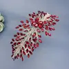 Tocados para Novia de Comercio Exterior Cadena de Garra Simple Elegante con Pedrería Roja Cinturón para el Cabello Aro de Presión para el Cabello Corona de Cabello Hecha a Mano DZ267