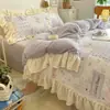 Conjunto de Quatro Peças em Lã de Leite Classe A Estilo Coreano Desenho Estampado de Renda Capa de Edredom Francesa Lençol de Cama Conjunto de Três Peças para Dormitório Flanela