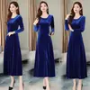 Falda de Terciopelo Estilo Coreano Dongdaemun Transfronteriza Gordita mm Otoño e Invierno Nuevo Talla Grande Efecto Adelgazante Reductor de Edad Elegante Vestido de Cuello Redondo para Mujer