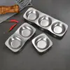 Prato de Condimento Estilo Coreano de Aço Inoxidável Espessado Prato Dourado para Molho Prato de Condimento para Fondue Prato de Molho Utensílios de Churrasco Compartimento Duplo Compartimento Triplo