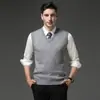 Chaleco de punto para hombre, camiseta básica para hombre, tejido sin mangas de cuello en V ajustado para negocios, chaleco para hombre, suministro directo de fábrica