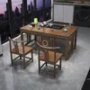 Nuevo juego de mesa de té y sillas estilo chino, todo de madera maciza, para oficina, hogar, balcón, apartamento pequeño, mesa integrada para preparar té