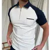 Verano Europeo y Americano Exportación Impresión 3D Hombro Descubierto Solapa Bolsillo con Solapa Pantalones Cremallera Camisa Polo Camiseta Manga Corta Ropa de Trabajo Camisa Polo