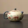 Tetera de Cerámica Verde Fuego Girasol, Tetera Xishi, Juego de Té Kung Fu para el Hogar, Tetera Individual, Estilo Retro Caramelo