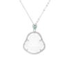 Collar Maitreya de calcedonia blanca en plata de ley 925 para mujer, nueva cadena de clavícula de Buda a la moda, joyería de plata elegante de alta calidad.