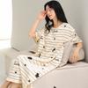Pijama de Algodón Fino de Verano para Mujer, Holgado, Estilo Simple, Casual, Camisón de Manga Corta con Almohadilla en el Pecho, Ropa para el Hogar