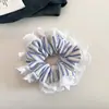 Anillo de Pelo de Bola con Lazo Borde de Encaje Rayado Fresco Azul y Blanco Anillo de Pelo Payon Estilo Coreano Suave para Mujer Cuerda de Pelo de Bola Todo-partido Accesorios para el Cabello