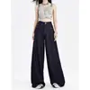 Jeans de pierna ancha azul oscuro para mujer, verano 2026, modernos y versátiles, nuevos pantalones de mezclilla finos, holgados y con caída