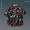 Camisa Floral de Manga Corta de Verano Estilo Japonés Estilo Hong Kong Retro Moderna Holgada para Hombres Playa Hawaiana Parejas