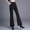 Pantalones Acampanados de Felpa Gruesa Negros para Mujer 2026 Otoño Invierno Nuevos de Cintura Alta que Cubren la Cadera Pantalones Largos de Temperamento Versátiles Casuales