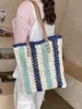 Transfronterizo 2026 Primavera Nuevo Estilo Bolso Tejido a Mano Gran Capacidad Bolso de Mujer Bolso Tejido de Paja Bolso Tote de Hombro Rayado