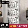 Estante de almacenamiento con ventosa de aluminio espacial para baño, estante esquinero poligonal negro brillante sin pegamento, estante de almacenamiento para cosméticos al por mayor