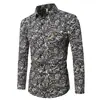 Nueva Camisa Casual de Moda para Hombre de Amazon Multi-Color Floral Moda Casual Delgado Solapa Manga Larga para Hombre