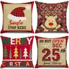 Capas de almofada de Natal outono e inverno transfronteiriças, capas de almofada de sofá, almofadas decorativas de linho estampadas, atmosfera de Natal no atacado