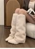 Botas Largas de Tacón de Cuña Nicho Más Zapatos de Algodón Felpa para Mujer 2025 Nuevo Otoño e Invierno Punta Afilada Media Pantorrilla Botas de Caballero