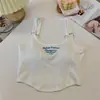 Nuevo Celebridad de Internet Tirante Puro Letra Belleza Espalda Chaleco Una Pieza Copa Fija Envoltura Pecho Ropa Exterior Base Top Corto