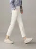 Pantalones casuales de pierna recta de talle alto y corte slim nuevos de primavera 2024 para mujer blancos