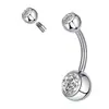 Anéis de Umbigo de Aço Inoxidável Transfronteiriços Europeus e Americanos, Joias de Piercing, Studs de Umbigo Duplos Cravejados com Diamantes, Atacado em Estoque