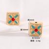 Cuentas sueltas hechas a mano de oro antiguo quemado azul, accesorios de aleación con incrustaciones de cuentas, accesorios colgantes para pulseras.