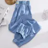 Foto Real de Pantalones Casuales para Mujer Talla Grande, Talla 90 kg, Jeans Finos de Seda de Hielo Primavera/Verano, Corte Holgado, Pantalones Jogger Adelgazantes