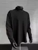 Camisa Base Deconstruída com Peças Cortadas Gola Meia-alta Masculina Inverno Americano Suéter Deconstruído Pesado Camiseta Cinza de Manga Longa